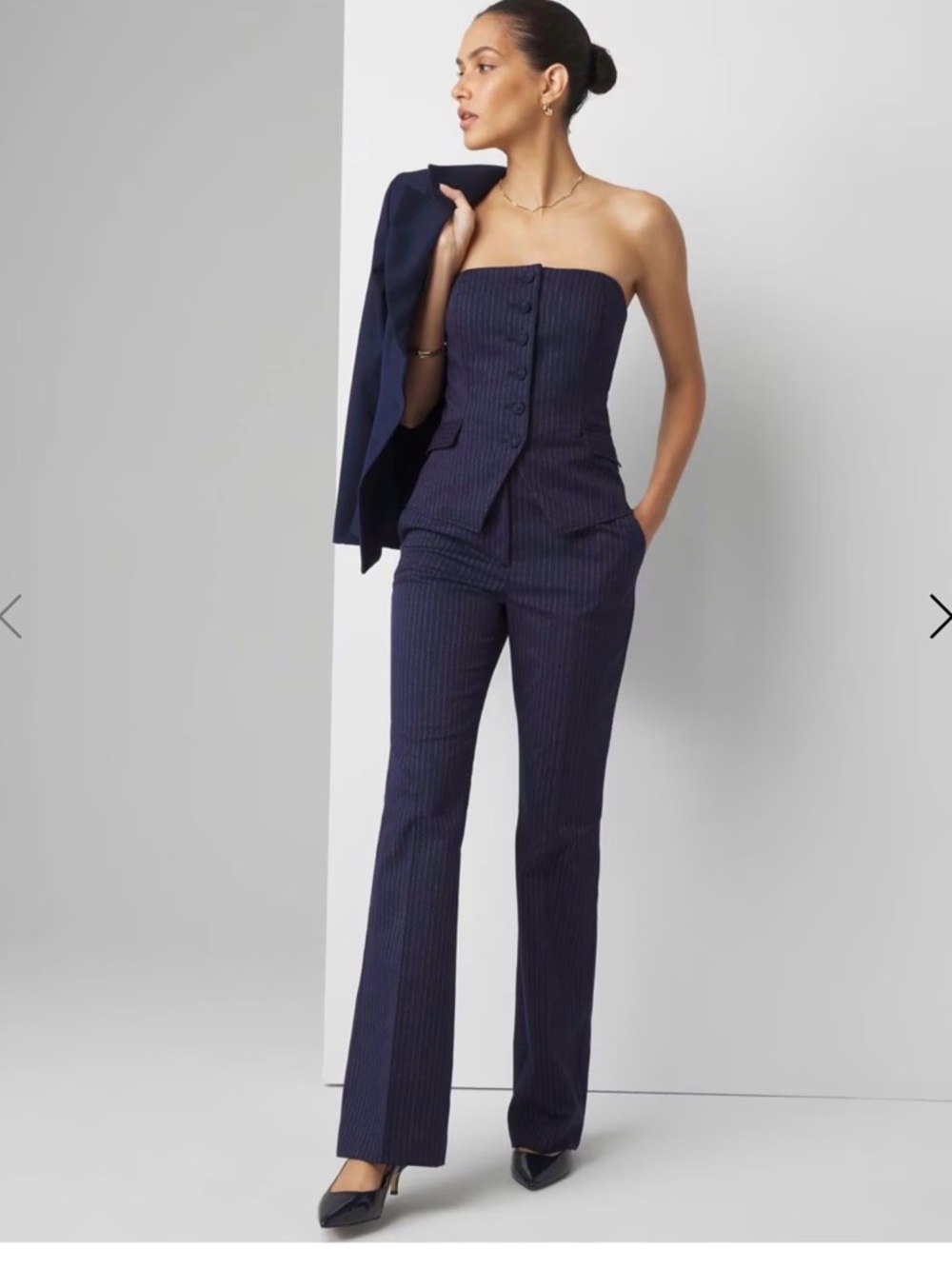 White House Black Market High Rise Pinstripe Flare Trouser Size 4
